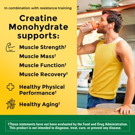 Nature Made Creatine Monohydrate Powder 5 g per Serving, Unflavored Drink Mix Powder, Muscle Support, 450 g, 90 Day Supply