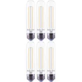 Bioluz LED 94 CRI T10 LED Bulb 40W (Uses only 5W) E26 Base Filament Bulb Soft White 3000K T10 LED Edison Bulb Works with Dimmable or Non-Dimmable UL-Listed Title 20 High Efficacy Lighting 6-Pack