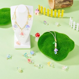 FASHEWELRY 12 Pcs Mushroom Charms Golden Brass Wire Wrapped Mushroom Glass Pendants Crystal Mushroom Cute Charms for Bracelets Necklaces Earrings DIY Crafts Keychains Jewelry Making