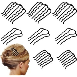 8 Piece U-Shape Hair Combs for Women's French Twist Updo and Bun Vintage Styling (Black)