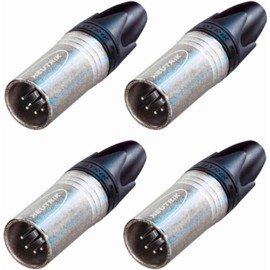 YejeySound (4 Pack) Neutrik NC5MXX 5-Pin XLR Male Cable Mount Connector, Nickel/Silver