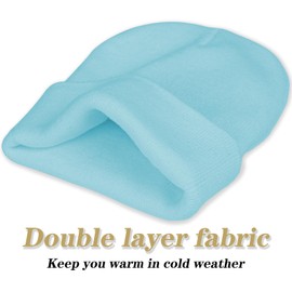 ZOORON 1&2 Packs Beanie for Men Women Men's Beanie Hat Acrylic Knit Cuff Beanie Cap Slouchy Knit Skull Cap Warm Winter hat Sky Blue