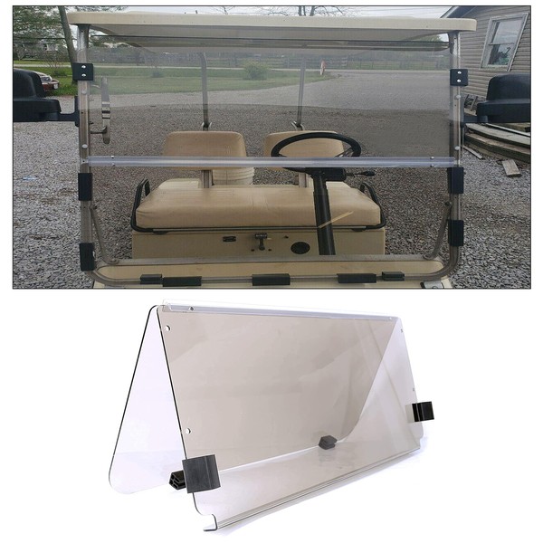 Tinted Windshield Compatible with 1982-2000.5 Club Car DS Impact Resistant Golf Cart DS Model Smoke Style Fold Down Windshield