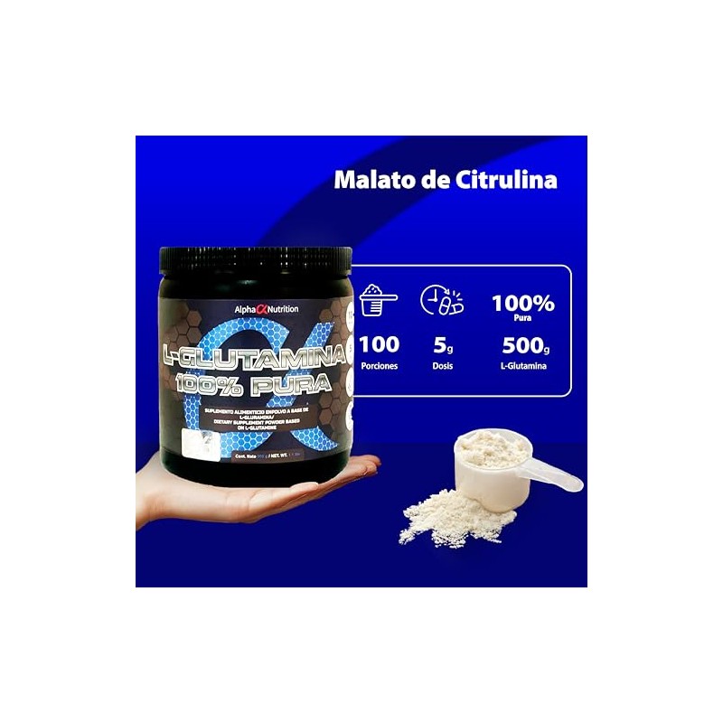 Alpha Nutrition L-Glutamina, Sabor Natural, 500 g