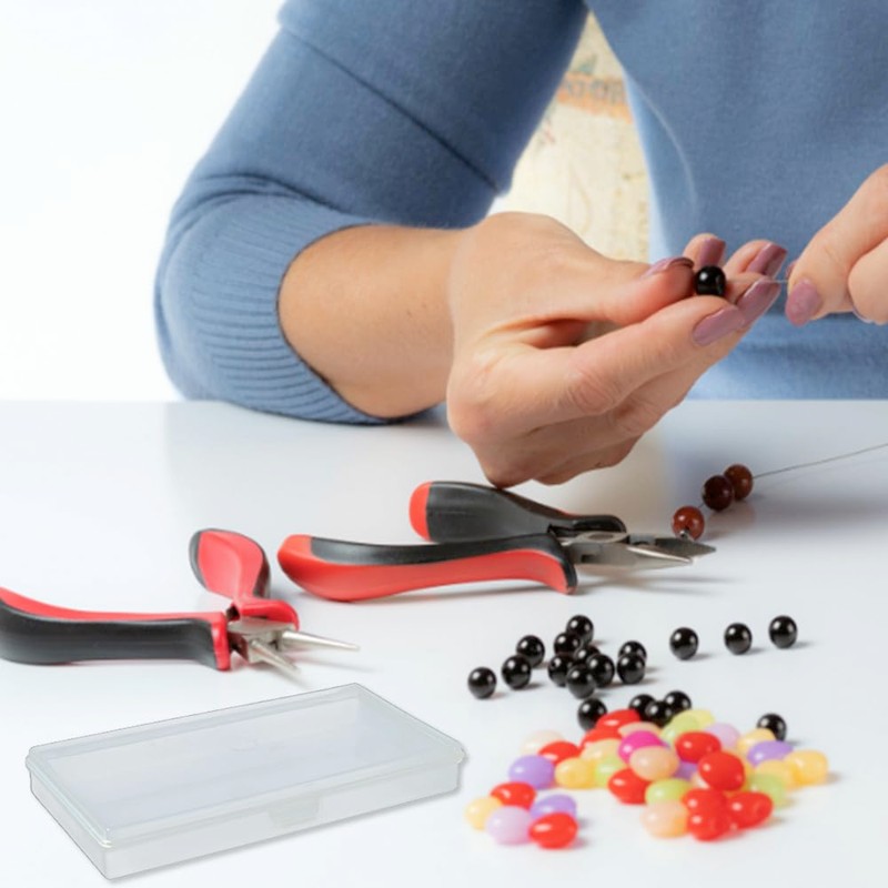 Eleanly 4 Pcs Small Plastic Box Rectangular Empty Mini Clear