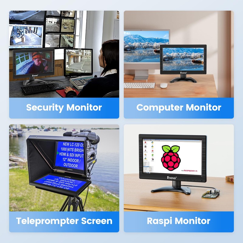 Eyoyo 12 Inch Monitor 1366x768 Small TV Monitor with HDMI