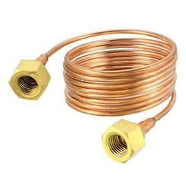 uxcell Refrigeration Tubing, 1/8" OD x 4.9Ft Length Copper Tubing Soft Coil with Metal Brass Tube Fitting