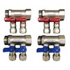 1" 4-Loop/Port Ball Valve Brass Pex Manifold for 1/2"" Pex