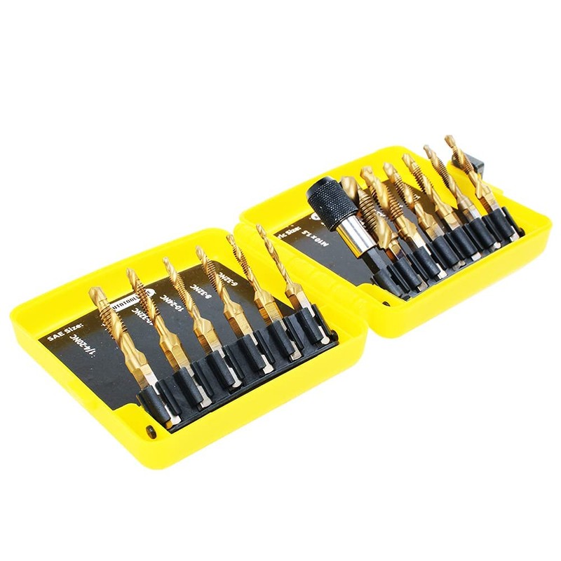 AUTOTOOLHOME Titanium Combination Drill Tap Bit Set 13PCS SAE and