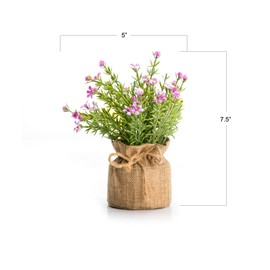 Velener Babys Breath Artificial Flowers in Small Burlap Bag Vases 3Pcs -Gypsophila Faux Flowers Farmhouse Home Coffee Table Bookshelf Office Desk Decorations Kitchen Dining Room Fake Plants Indoor