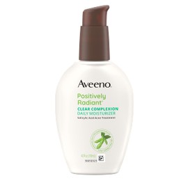 Aveeno Aveeno Positively Radiant Clear Complexion Face Moisturizer, Acne Facial Moisturizer with Soy and Salicylic Acid for Oily Skin, Hypoallergenic Formula, Paraben-Free, Non-Comedogenic, Pump, 4 FL OZ