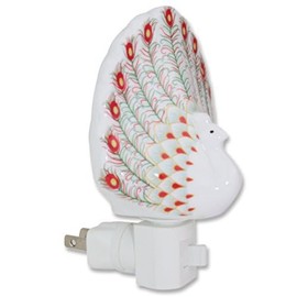 usamjtable Ceramic Night Light Plug-in with Aromatherapy Oil Warmer Burner (Peacock)