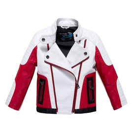 BUDERMMY Boys Leather Motorcycle Pilot Jackets Toddler Coats White Size 3T