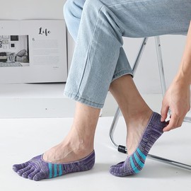 Vraquir Men's Five Toe Socks, Cotton, Men's, Foot Cover, Antibacterial, Odor Resistant, For Sports, Mountain Climbing, Four Seasons, Set of 5 Pairs, A 5 Pair Set