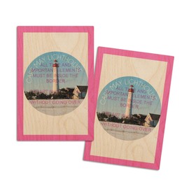 Cape May, New Jersey, Lighthouse in Winter, (4x6 Birch Wood Postcards, 2-Pack Stationary, Rustic Home Wall Decor)