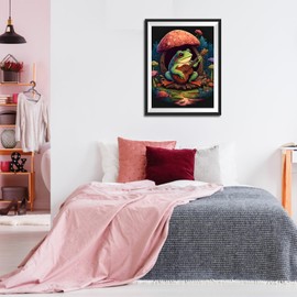 MOGTAA Frog Plays Guitar Painting Kits for Adults, Mushroom House 5D Diamond Painting, Diamond Arts for Beginners, DIY Full Drill Diamond Arts and Crafts Painting for Home Decor 30x40cm