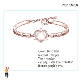 FEELMEM Adoption Jewelry Adoption Symbol Heart Triangle Charm Bracelet DNA Doesn't Make You Family Love Does Adoption Jewelry Gift for Stepmom Foster Mom (rose gold)