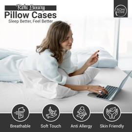 Rohi Polycotton Pillowcases 2 Pack - Easy Iron Bed Pillow Cover - Cool and Comfortable pillow case (Pillowcases, 50 x 75 cm, White)