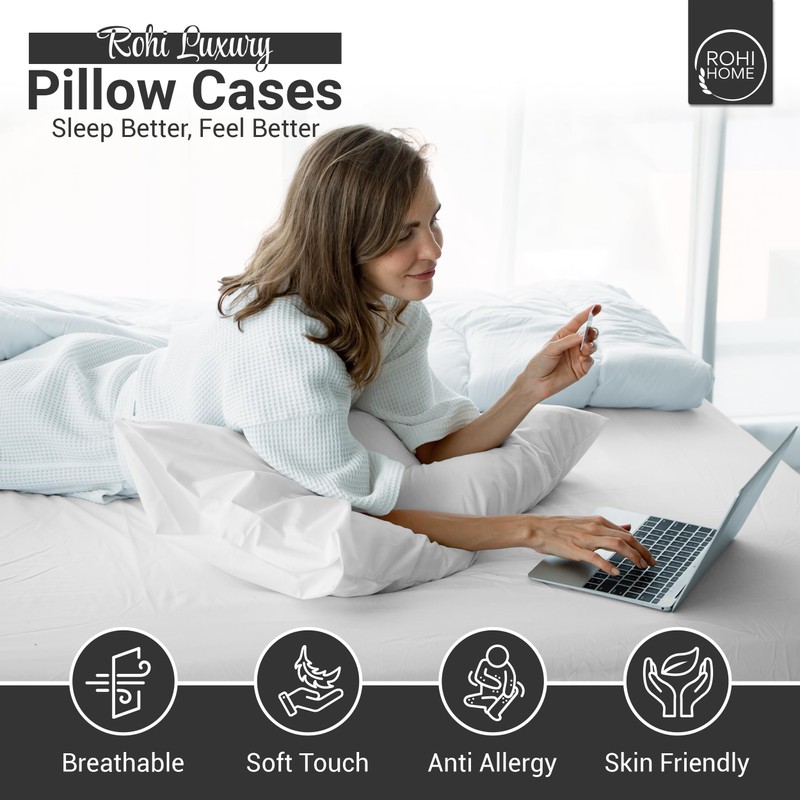 Rohi Polycotton Pillowcases 2 Pack - Easy Iron Bed Pillow
