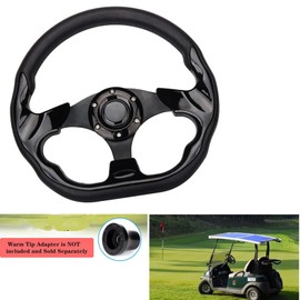 Golf Cart Steering Wheel,Universal D Shape Design Golf Cart Skid Steering Wheel,for Club Car EZGO RXV and TXT, Yamaha, Precedent Tempo (Black)