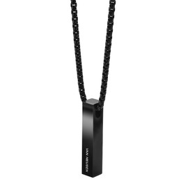 Van Heusen 3D Engravable Vertical Bar Pendant Necklace (Black)