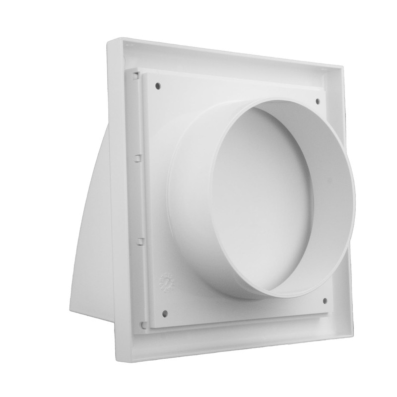 4-Inch White External Hooded Cowl Ventilation Grill Cover with Backdraft