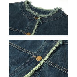 Unilexi Womens Vintage Denim Jacket Distressed Jean Jacket Cute Boyfriend Fall Denim Outfit(0288-Blue-M)