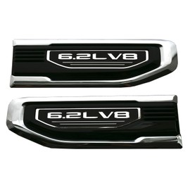 Pair New 6.2L V8 Vent Emblems Kit 3D Driver Passenger Side Badge Compatible with 2019-2026 GMC Sierra GM 85160715 86532094 (6.2L V8-Chrome)