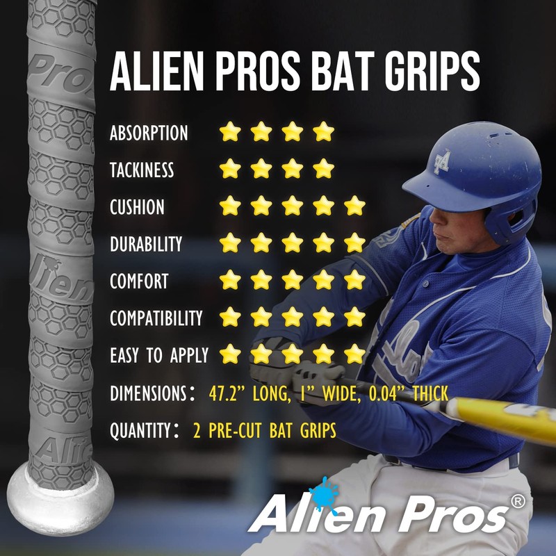 ALIEN PROS Bat Grip Tape for Baseball 1.1 MM (2