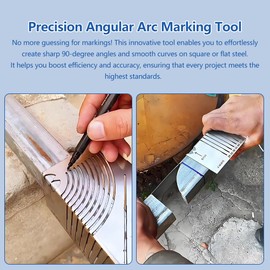 TWZKXC 2 Pcs Angle Arc Marking Tool, Square Steel Pipe Bend Marking Cutting Guide Linear Arc Dual-Purpose Scriber Parallel Line Drawing Tool for Metalworking Construction Woodworking(2 Size)