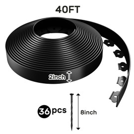 AGTEK Garden Edging 40FT Landscape Edging Kit 2 Inch Height Plastic Garden Border No Dig Lawn Border for Yard Flower Bed with 36 Stakes