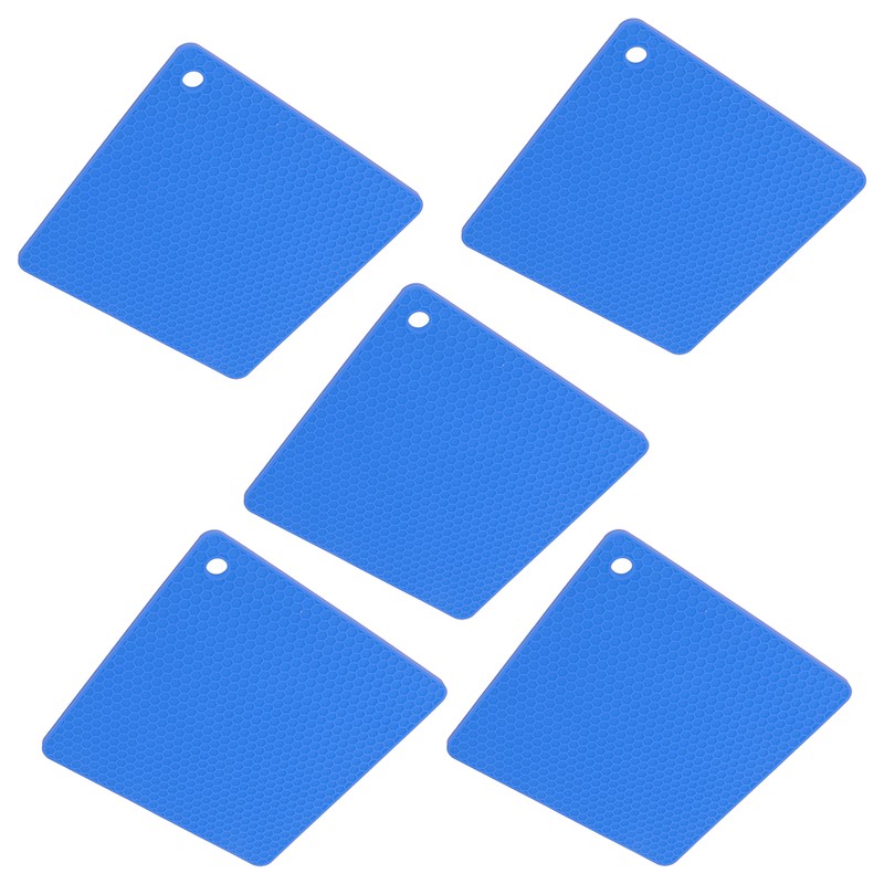 5pcs Silicone Pot Holders Mat Heat Resistant Anti Slip Square