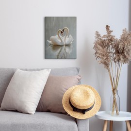 Zeuiwr Vintage Swan Framed Wall Decor, Farmhouse Elegant Animal Canvas Wall Art, Romantic Couple Swan Pictures Prints Artwork for Home Bedroom Living Room Decor, 11x14 Inches