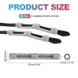 PATIKIL Glasses Temple End Tips 20 Pair Eyeglass Arms Legs Ear Sock Anti Slip Tube Sleeve Sunglasses Replacement for Men Women, Grey