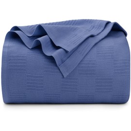 Utopia Bedding Wedgewood 100% Cotton Blanket [King Size - 90x108 Inch] 350GSM Lightweight, Soft and Breathable Thermal Blanket for All Seasons