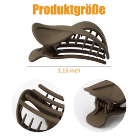 Pack of 5 Large Hair Clips, 3.15 Inches (8 cm), Hair Clip Set Matte Hair Clip, Women Thick Hair and Thin Elegant Hair Accessory (Black, Dark Coffee, Light Coffee, Purple, White)