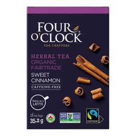 Four O'Clock Organic Fairtrade Herbal Tea Sweet Cinnamon, Non-GMO, Kosher, Gluten-Free, 16 Count (pack of 1), 35.2g