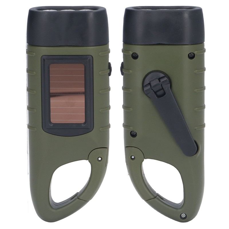 Solar Hand Crank Flashlight Emergency LED Portable Torch for Climbing