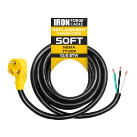 Iron Forge Cable 30 Amp 50 ft RV Replacement Cord, 10/3 Gauge 30 Amp RV Extension Cord, NEMA TT-30P to Open End 3 Wire, 10 Gauge Heavy Duty 250V STW Electrical Wire for Camper