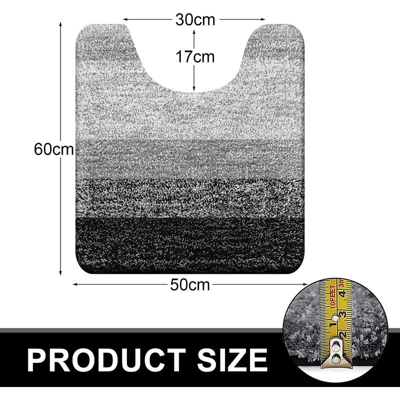smiry Microfiber U-Shape Toilet Mat, Non-Slip Shaggy Soft Pedestal Mat