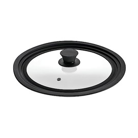 Schulte-Ufer Adriana Universal Glass Lid Suitable for Pans with Diameter 24 cm, 26 cm and 28 cm, Black