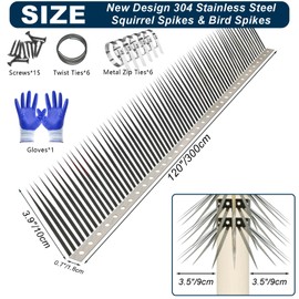 WHCDSTGJ Bird Spikes, Squirrel Spikes and Squirrel Baffles Keep Raccoons, Cats and Snakes Away from Gardens, Fences and Climbing Bird Feeder Poles.(120 inches)