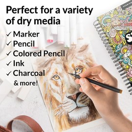Marker Sketch Book Pack, 9 x 12 Inches Spiral-Bound Sketchpad, 2 Pads, 100 Sheets, 65lb Paper for Drawing and Markers, Ideal for Adults and Artists