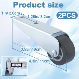 Alpinleux 2 Pcs 1.6" Gate Caster Wheels Replacement, Rubber Pulley Directional Wheel, Rolling Casters Wheels, Gate Caster Replacement for Garden, Fence, Furniture