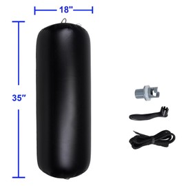 MUKETA Large Heavy Duty Inflatable Boat Fender, Boat Bumper for Docking, Yachts, Sailing Docks (Black, 18" x 35")