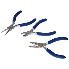 folia 23005 Jewellery Pliers Set, 3 Pieces, Combination Pliers, Side Cutters and Round Nose Pliers, Rustproof, Each 11.4 cm Long, Ideal Tool for Jewellery Making