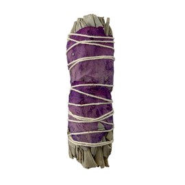 NESSASTORES - White Sage & Purple Rose Petal 4 inch Smudge Stick Bundles for Cleansing and Meditation. #JC-082 (28 pcs)