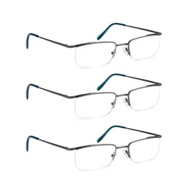 TERAISE 3 pack Half Frame Reading Glasses for Men/Women, With Blue Light Blocking Fashion Comfortable Lightweight Readers