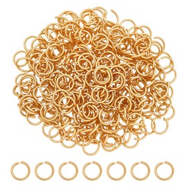 CRAFTYMELODY 300Pcs 304 Stainless Steel Jump Rings Real 24K Gold Plated Open Jump Rings 8mm Ring Connector for Keychains Findings Jewelry Making DIY Crafts Necklace Repair Supplies