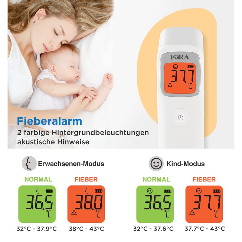 Fora IR42b - Non-contact multifunction Bluetooth thermometer - Forehead and